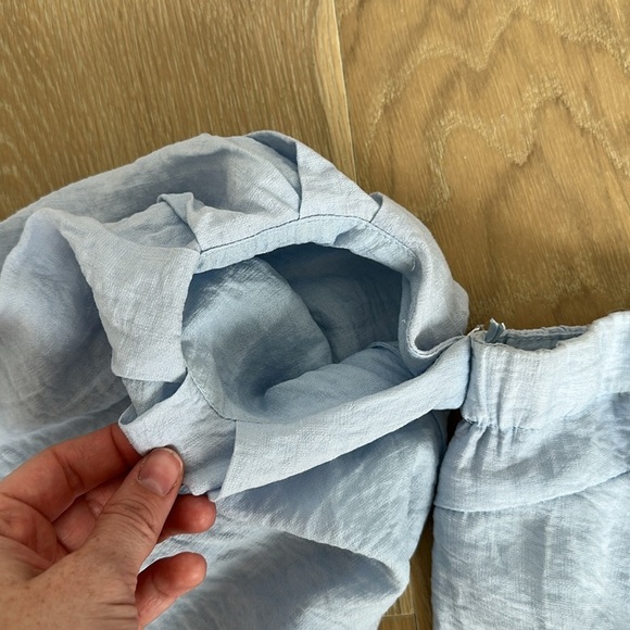 Elodie Strapless Off the Shoulder Puff Sleeve Blue Crop Shirt Blouse Cowgirl - Picture 10 of 11